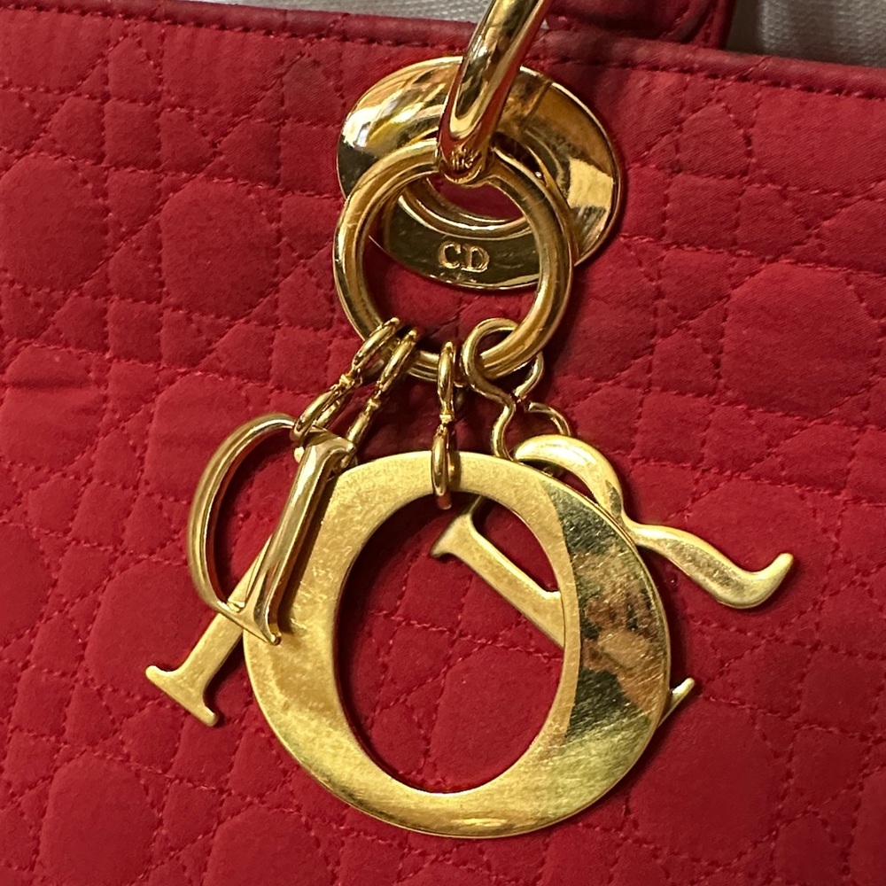 Christian Dior Purse Canage Nylon Canvas RED Medium Vintage W/ dust bag - Picture 13 of 14